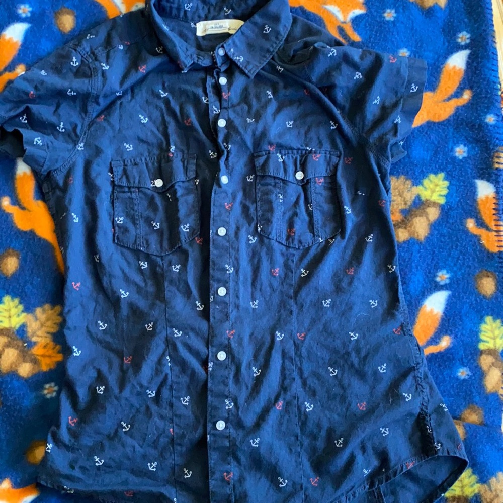LOGG Label of Graded Goods Shirt Anchors Navy Blue 8 Juniors